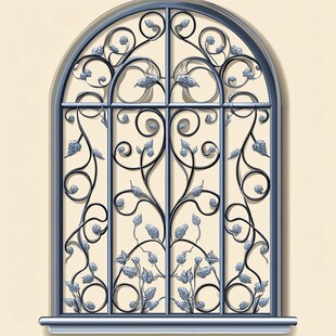 欧式铁艺拱形雕花窗户
