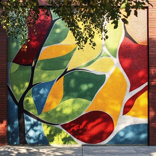 多彩抽象树壁画艺术