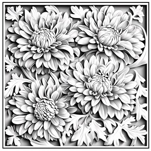 立体菊花浮雕图案设计