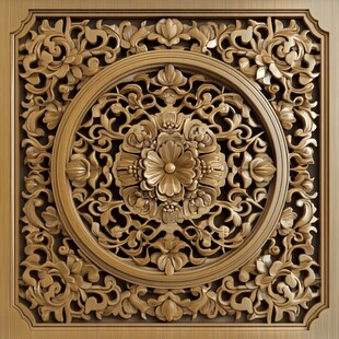 中式精美木雕装饰图案