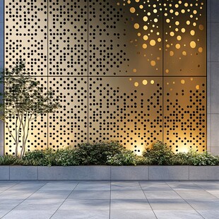 金属穿孔装饰墙绿植景观
