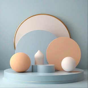 几何造型展示台 柔和色调