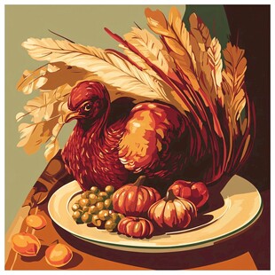 节日盘中火鸡与丰收蔬果