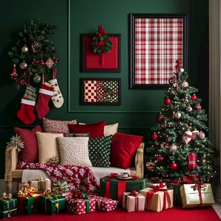 圣诞客厅装饰 温馨节日氛围