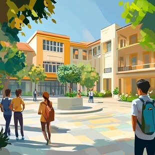 校园课间场景的青春画面