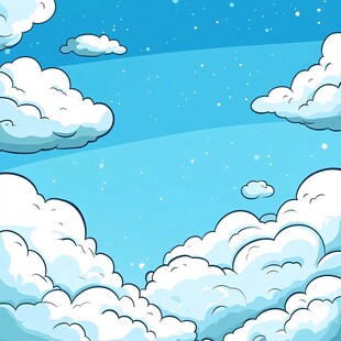 卡通风格蓝天白云背景图
