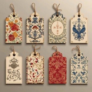 复古花卉图案精美书签
