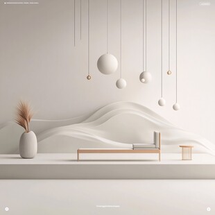 极简风室内悬浮装饰场景