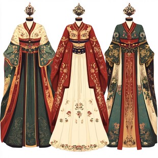 三款古风华美的传统服饰