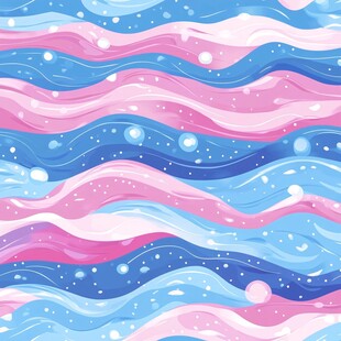 梦幻粉蓝波浪无缝图案