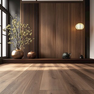 日式禅意室内木质空间一角