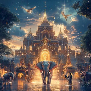 梦幻泰式宫殿与大象奇景