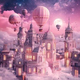 梦幻云端城堡与热气球之旅
