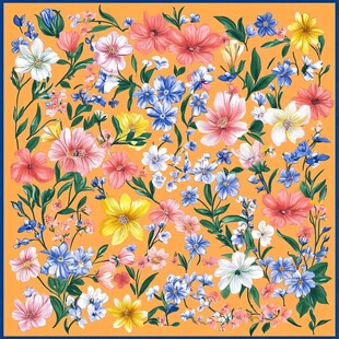 多彩花卉图案的活力方巾