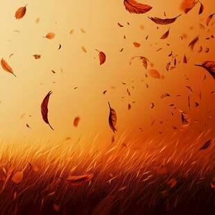 秋日落叶纷飞的唯美景象