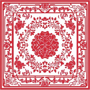 中式传统花卉纹方形图案