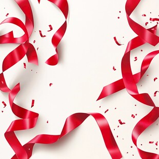 红色飘带庆典装饰背景图