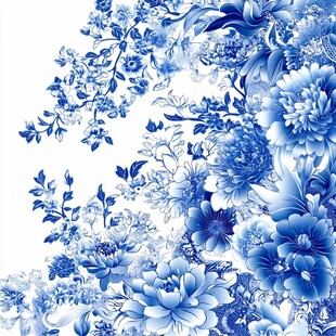 青花瓷花卉图案精美装饰