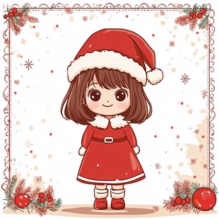 圣诞小女孩的可爱装扮