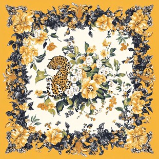 豹纹花卉装饰方形图案