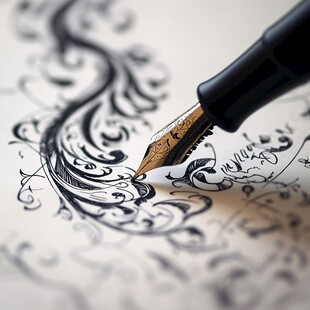 钢笔书写的精美艺术花体字