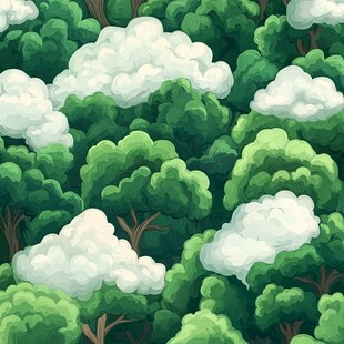 森林云海插画图案