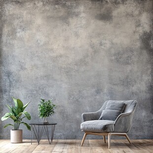 灰色墙面下的舒适休闲角落