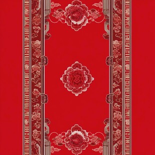 中式红色花卉纹传统图案