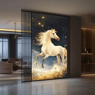 梦幻白马玄关装饰壁画