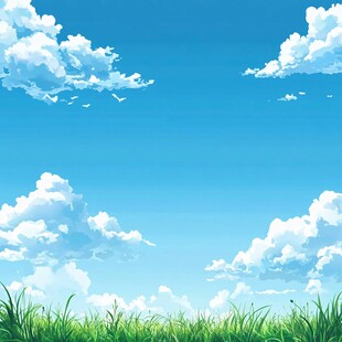蓝天白云下的翠绿草地