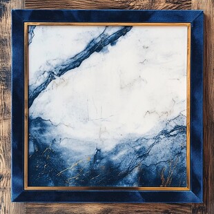 蓝白大理石纹理装饰画