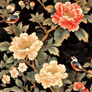 花鸟牡丹图 中式典雅之美