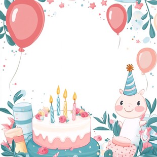 可爱萌宠生日派对插画