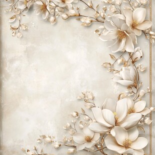 优雅白玉兰花卉边框背景图