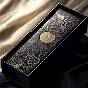精致黑金花纹礼品盒展示