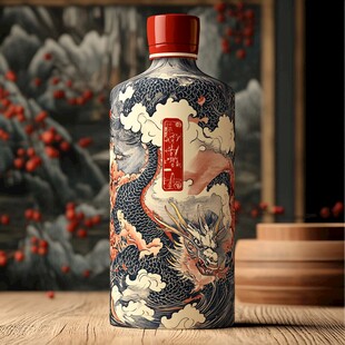 龙纹白酒瓶 传统国风设计