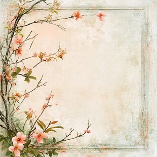 复古风桃花装饰背景图