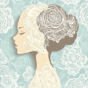 蕾丝装饰的优雅女性侧影