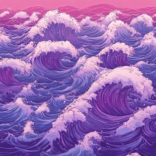 梦幻紫色海浪艺术插画