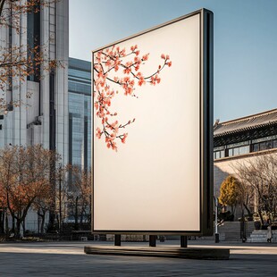 户外大屏上的中式花枝画面