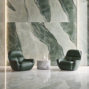 墨绿色皮革椅搭配大理石背景