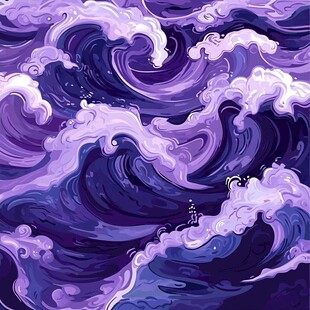 紫色梦幻海浪图案设计