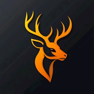橙色鹿头标志设计