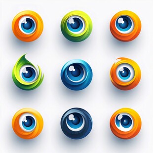 多彩创意眼球图标集合