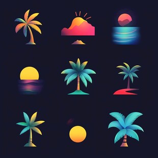 热带风情图标集