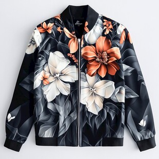 花卉印花时尚夹克外套