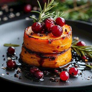 烤南瓜配蔓越莓与迷迭香