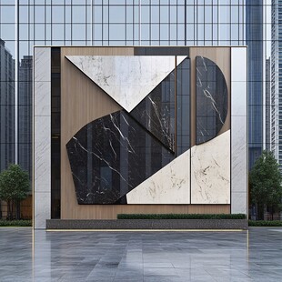 现代风格户外几何艺术景墙