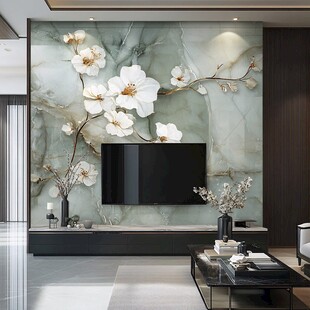 玉兰花大理石电视背景墙