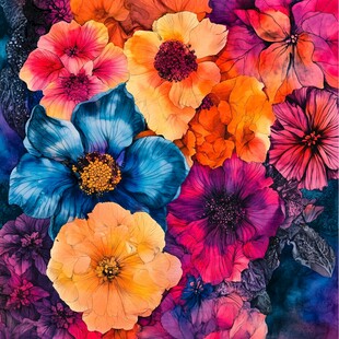 缤纷多彩花卉艺术插画